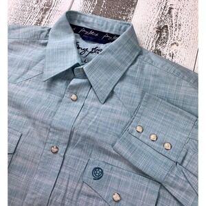 George Strait Western Shirt Mens L Blue Long Sleeve Cowboy Rodeo Snap Button